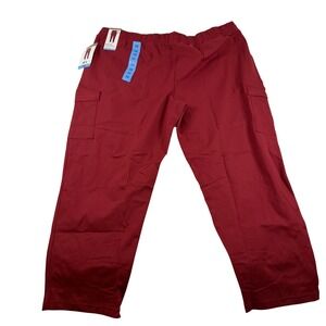 Mondetta Burgundy Cargo Pocket Straight Leg Pants 3X NWT Moisture Wicking Luxury